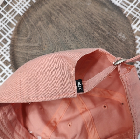 🍧 EUC OBEY Brand Unisex Wear Cotton Blend Adjustable Baseball Cap, Baby Pink - Picture 5 of 6